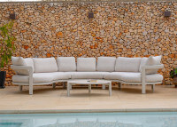 Canapé de jardin en aluminium avec coussins beige - Riva par Garden Art