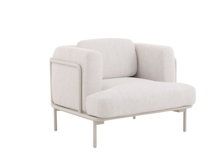 Fauteuil en aluminium avec coussins beige orion...