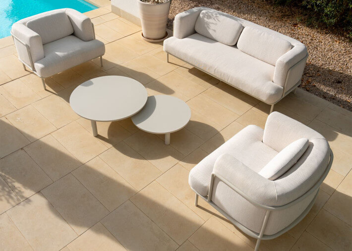 Fauteuil en aluminium avec coussins beige orion...