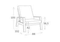 Fauteuil relax dossier inclinable beige - Adèle Lux Garden Art