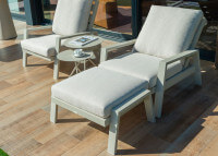 Repose-pied aluminium et textile outdoor beige Adèle Lux par Garden Art