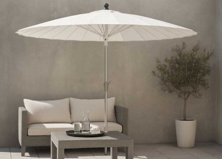 Parasol ø300 en aluminium blanc ou gris -...
