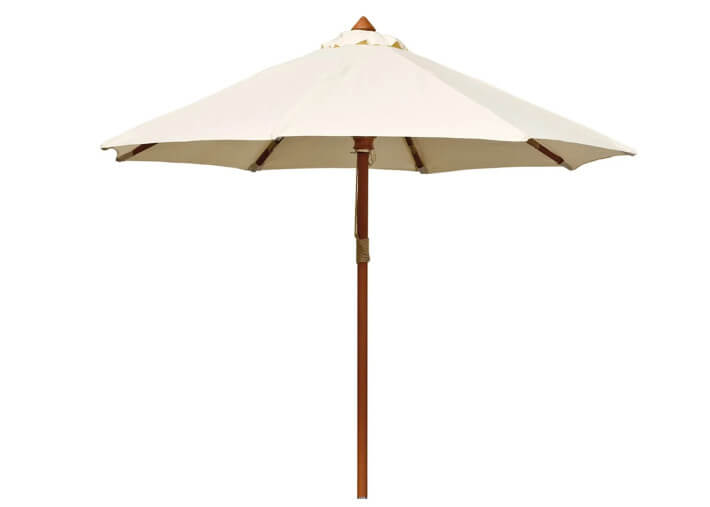 Parasol rond en bois et toile beige D 250 ou...