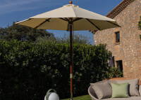 Parasol rond en bois et toile beige D 250 ou 300 - Contract par Garden Art