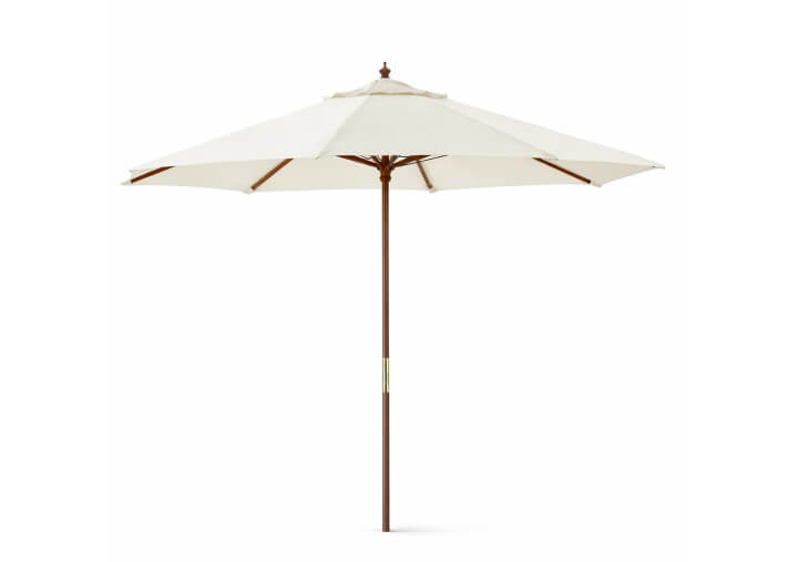 Parasol rond en bois et toile beige Ø 300 ou Ø...