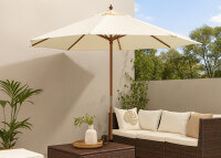 Parasol rond en bois et toile beige Ø 300 ou Ø 350 - Europa Garden Art