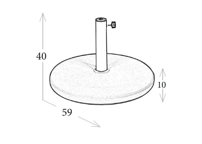 Socle de parasol en béton blanc + tube avec...