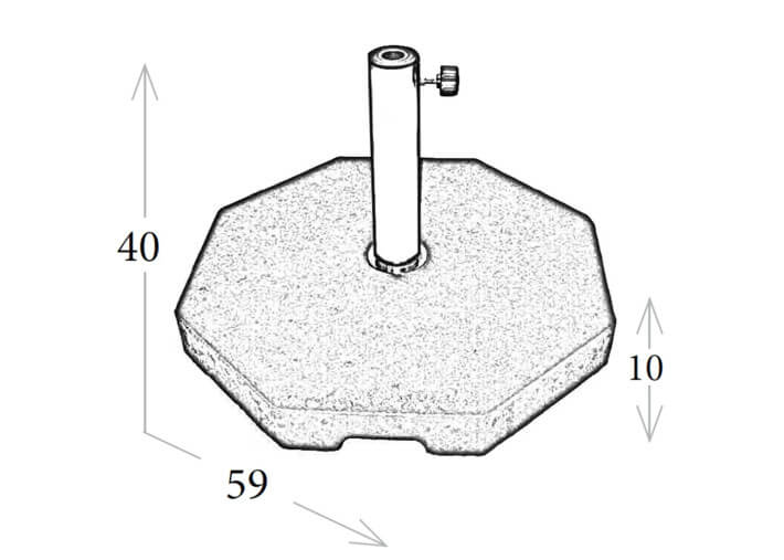 Pied de parasol octogonal en ciment gris - tube...