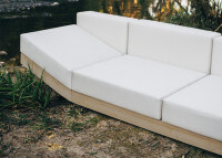 Canapé de jardin en bois d'iroko et tissu agora Alat par Calma