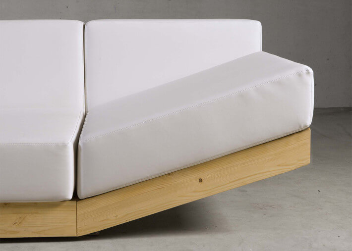 Canapé de jardin en bois d'iroko et tissu agora...