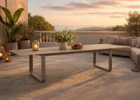 Table d'exterieur extensible en verre 3 coloris - verona garden art