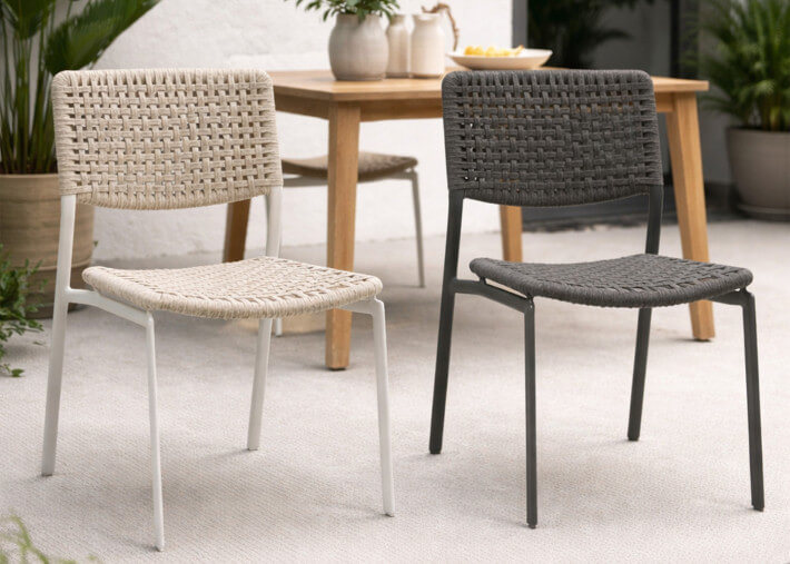 Set de 4 chaises de repas de jardin 3 coloris -...
