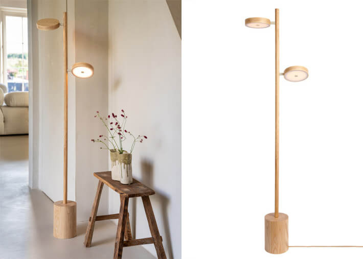 Lampadaire design en frêne 3 coloris - Okinawa...