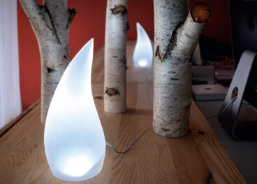 Lampe à poser en gel polyurethane fiammella par geelli