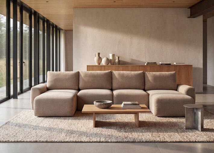 Canapé lit en U Accoudoir large L382 Norum U...