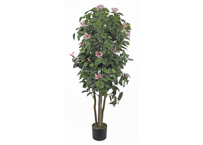 Hibiscus artificiel rose 150 cm : floraison...