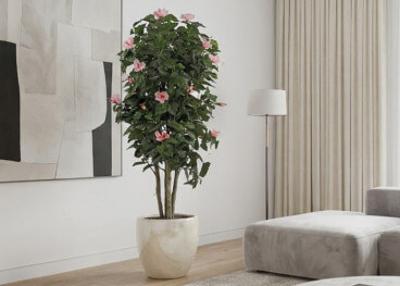 Hibiscus artificiel rose 150 cm : floraison tropicale...