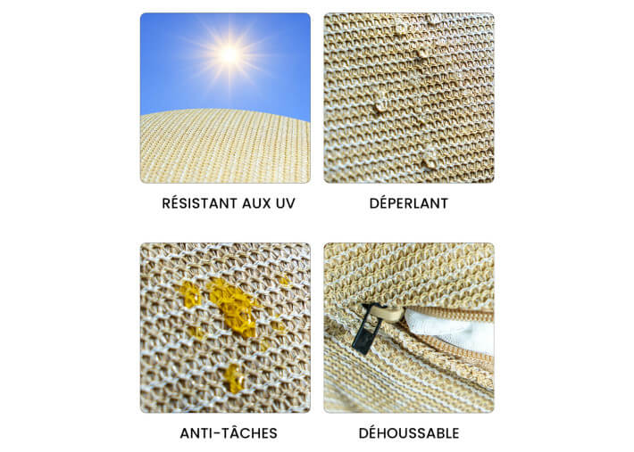 Pouf flottant xl brodé fond blanc ou raphia par...