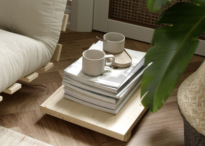 Table ultra basse en bois de pin Dock Side par...