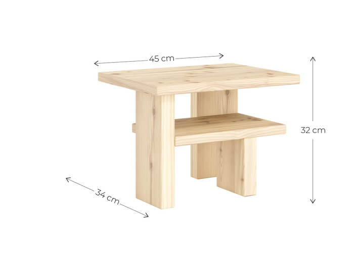 Table d'appoint en bois de pin 2 coloris Japan...