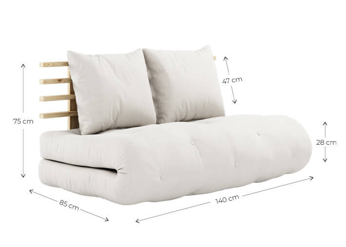 Canapé futon convertible 13 coloris Shin Sano...