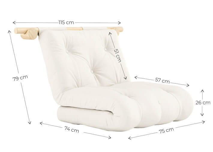 Fauteuil convertible en couchage 75x200 - 13...