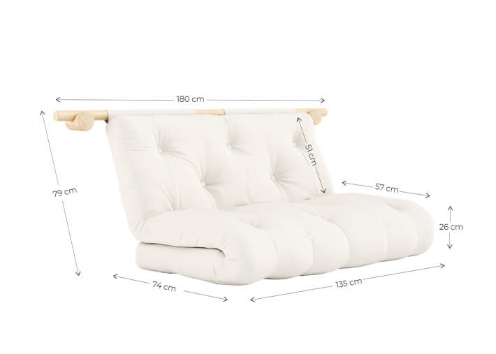Canapé convertible en couchage 135x200 gain de...