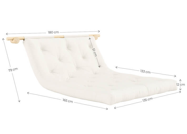 Canapé convertible en couchage 135x200 gain de...