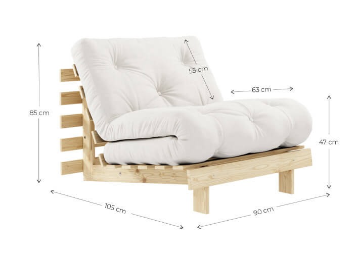 Canapé convertible en lit 90x200 en bois noir...