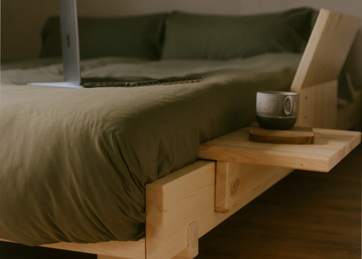 Sommier pour futon en pin naturel ou foncé - 3...