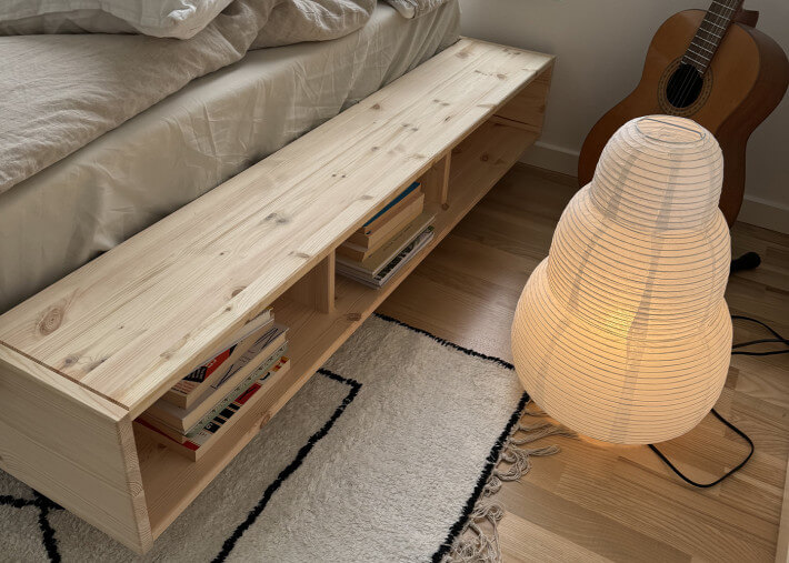 Sommier en bois de pin avec rangement 5 tailles...