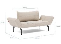 Méridienne lit 1 place pieds métal laser Zeal Innovation Living