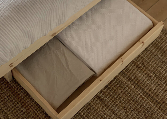 Sommier lit avec 2 tiroirs de rangement en bois...