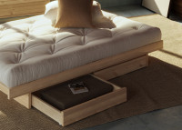 Sommier lit avec 2 tiroirs de rangement en bois 5 tailles Kanso Karup