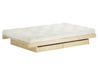 Sommier lit avec 2 tiroirs de rangement en bois 5 tailles Kanso Karup