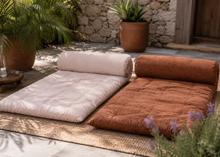 Matelas de jardin futon terracotta ou rose...