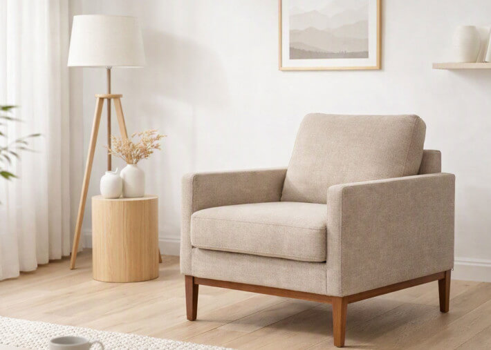 Fauteuil design et cosy en tissu ou cuir Finn...