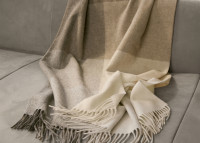 Plaid Kensington en laine mérinos beige et gris Eagle Products