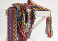 Plaid Firenze en laine d’agneau au design graphique bleu-vert