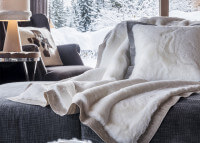 Plaid en laine et fourrure de substitution ecru adams par cosy&chic