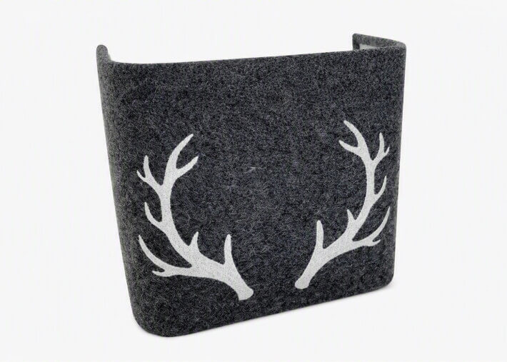 Applique murale broderie cornes de cerf beige...