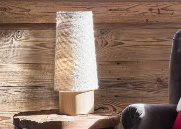 Lampe à poser décorative en bois et tissu beige - Annecy...