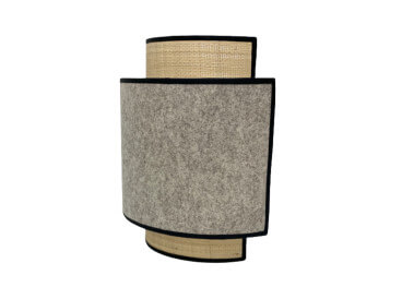 Applique murale arrondie double feutre beige et raphia... 2
