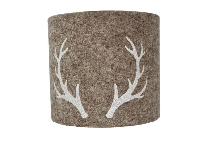 Abat-jour motif cornes de cerf en laine beige...