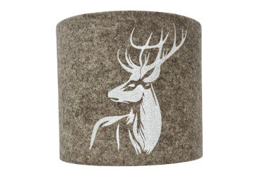 Abat jour motif cerf en laine feutrée beige ou gris 4...