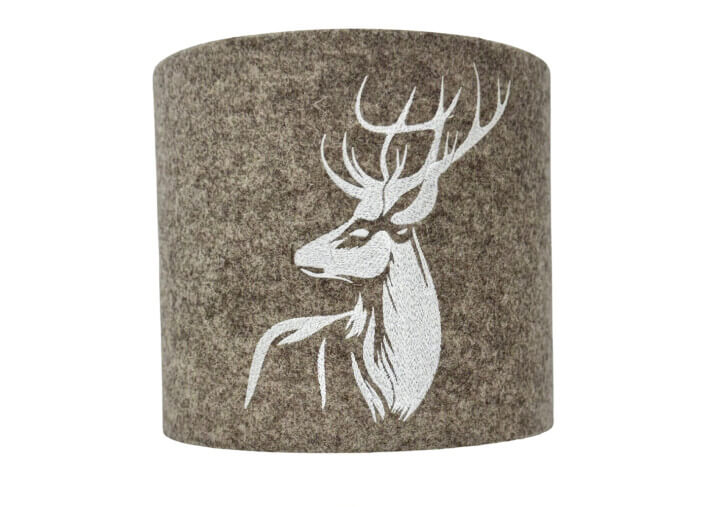 Abat jour motif cerf en laine feutrée beige ou...