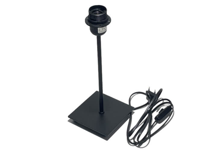 Pied de lampe en métal noir base carrée H 25...
