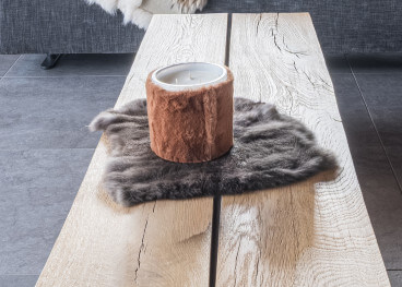 Bougie en fausse fourrure écru kaki ou terracotta 900 gr...