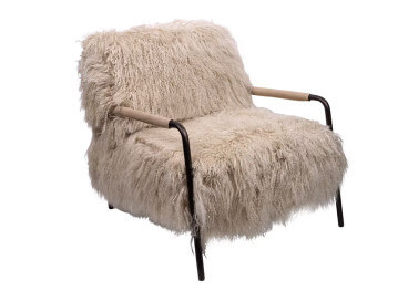 Fauteuil en fourrure d'agneau beige earth- Antoine par...