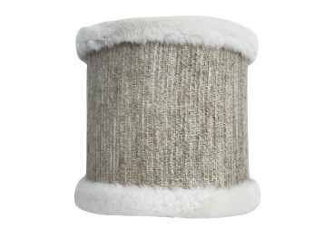 Abat jour en tissu Ashanti et fausse fourrure beige -...